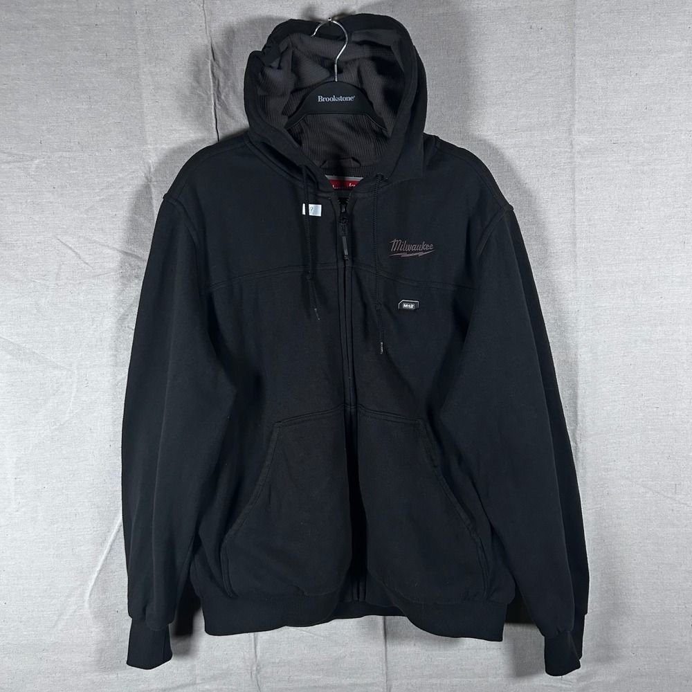 Milwaukee M12 Heated Gear Full Zip Hoodie Mens Large Black Waffle Lined Jacket